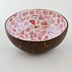 Oyster Shell Lacquered Coconut Bowl - Pink & Cream