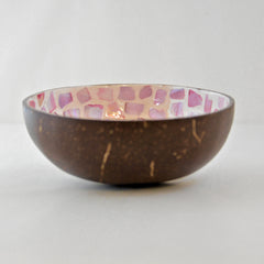 Oyster Shell Lacquered Coconut Bowl - Pink & Cream
