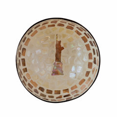Oyster Shell Lacquered Coconut Bowl - Natural & Cream Statue of Liberty