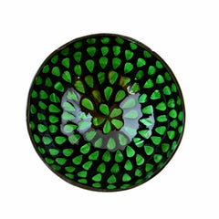 Oyster Shell Lacquered Coconut Bowl - Green Teardrop