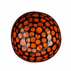 Oyster Shell Lacquered Coconut Bowl - Orange Circles