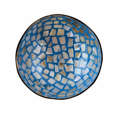 Oyster Shell Lacquered Coconut Bowl - Light Blue