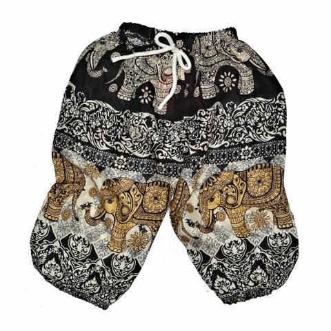 Childrens Elephant Print Pants - Black & Cream