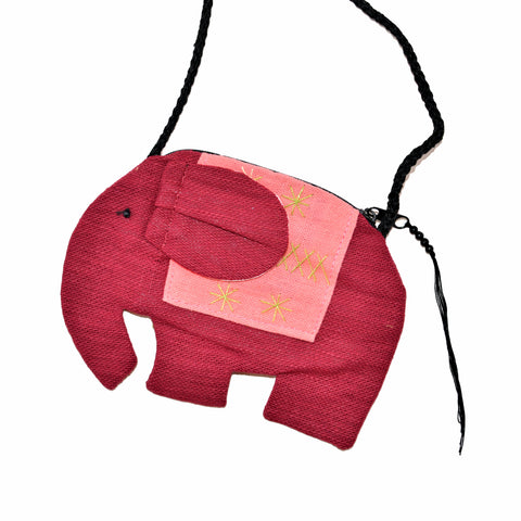 Elephant Shaped Mini Sling Bag (Burgundy & Peach)