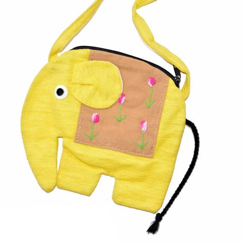 Elephant Shaped Mini Sling Bag - Large (Yellow & Tan)