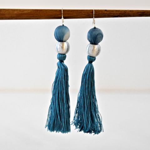 Shibori Earrings - Teal