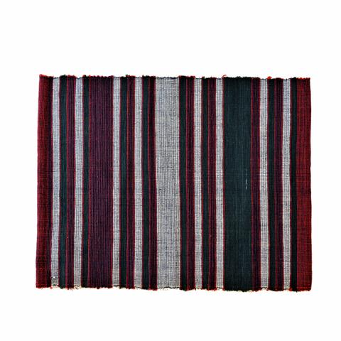 Striped Cotton Placemat-Green/Burgundy/Red