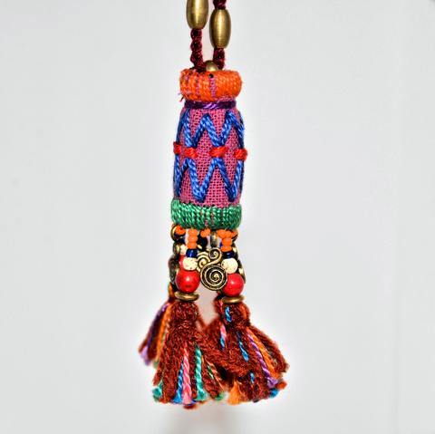 Hill Tribe Ornamental Necklace - Lavender/Blue