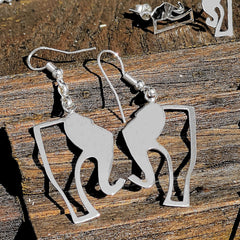 Sterling Silver Elephant Story Logo Charm Earrings