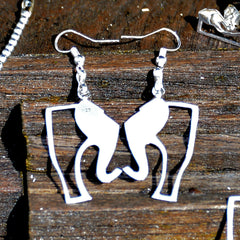 Sterling Silver Elephant Story Logo Charm Earrings