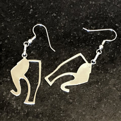 Sterling Silver Elephant Story Logo Charm Earrings