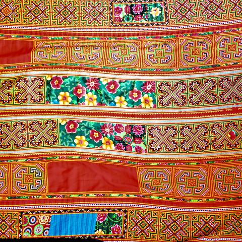 Vintage Hmong Hill Blanket (100" x 62")