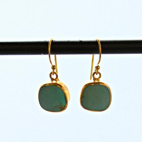 Turquoise and Sterling Silver French Hook Earrings