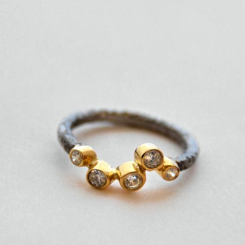 Oxidized Silver and Rhinestone Ring