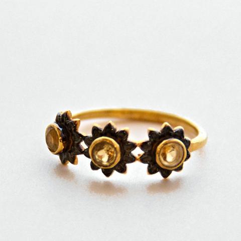 Gold Plate Ring with Garnets