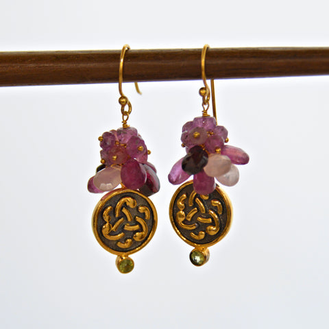 Mixed Gem Earrings - Pink & Purple