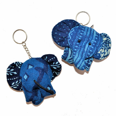 Thai Indigo Elephant Keychain