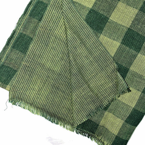 Pahkahmah 2-Sided Scarf - Green Medium Check/Stripe