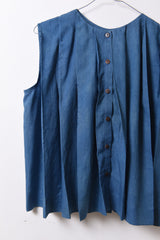 CROW Indigo Pleated Top