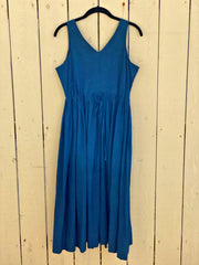 CROW Indigo Deep Back V-Neck Yoke Dress