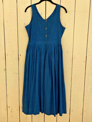 CROW Indigo Deep Back V-Neck Yoke Dress