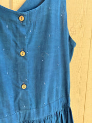 CROW Indigo Deep Back V-Neck Yoke Dress