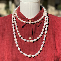 White Freshwater Pearl Necklace 24"