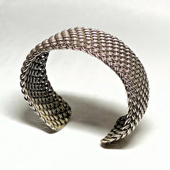 Vintage Silver Mesh Tribal Cuff Bracelet