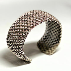 Vintage Silver Mesh Tribal Cuff Bracelet