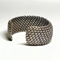 Vintage Silver Mesh Tribal Cuff Bracelet