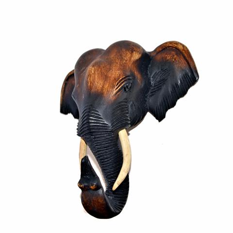Hand Carved Hanging Elephant Head (10 inch)