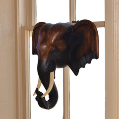 Hand Carved Hanging Elephant Head (25 inch)