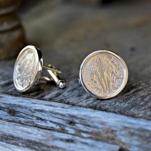 Thai Sterling Silver Coin Cuff Links