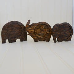 Coconut Wood Elephant Coaster - Trunk Up