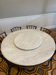 Antique Marble Table with Lazy Susan Top from Thailand