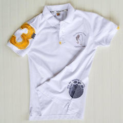 White Distressed Elephant Polo Jersey