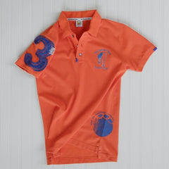 Orange Distressed Elephant Polo Shirt