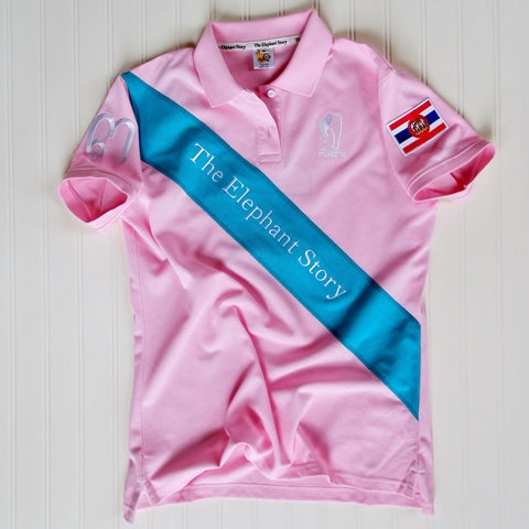 Womens Pink/Green Sash Elephant Polo Jersey