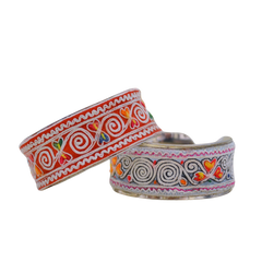 Hmong Cloth on Silver Bracelet