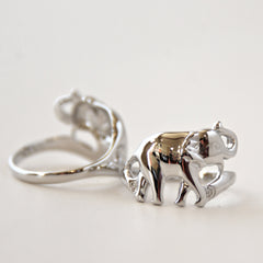 Single Silver Elephant Ring