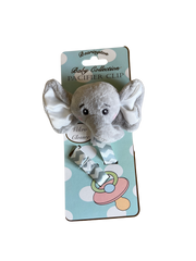 Gray Elephant Pacifier Clip
