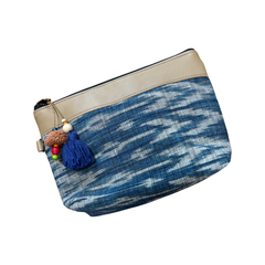 Cotton Indigo Burlap Clutch Bag