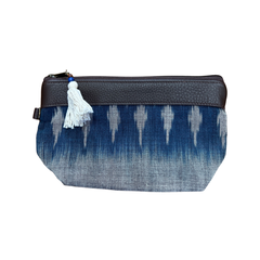 Cotton Indigo Burlap Clutch Bag